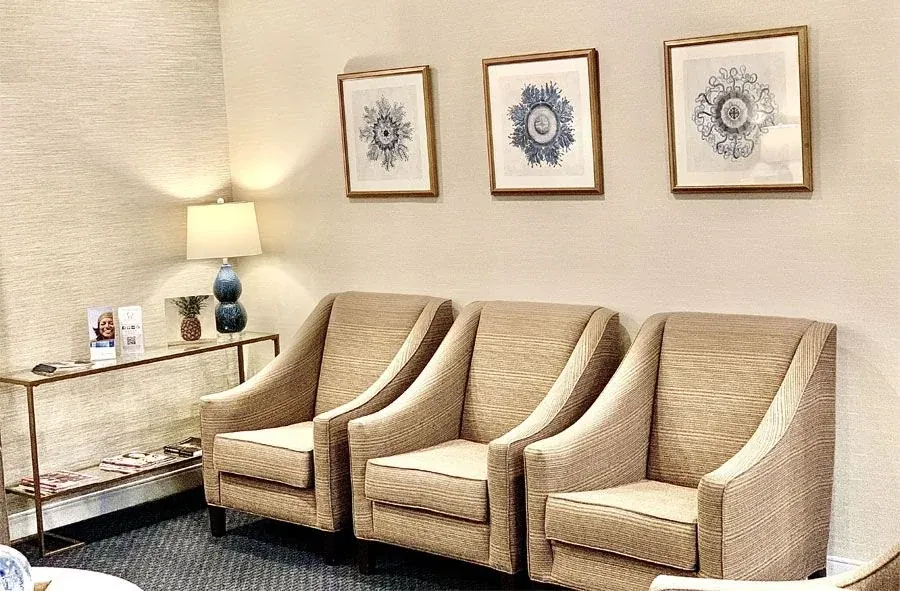 Seating in the waiting room at Garden City Dental Group.