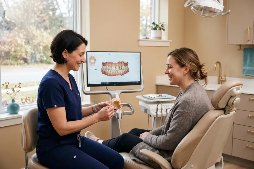 A consultation at Garden City Dental Group, Garden City, New York.